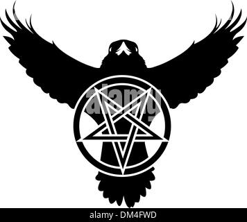 Raven avec pentagram Illustration de Vecteur