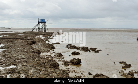 Carrelet sur l'île de l'Ile Madame,réparé après l'inondation, Charente Maritime, côte Atlantique, France Banque D'Images