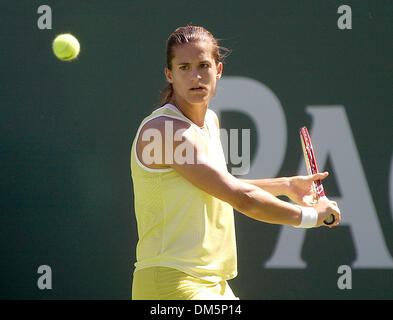 11 mars, 2005 ; Indian Wells, CA, USA ; pro tennis WTA, Amélie Mauresmo lors d'un match en 2005 à la Pacific Life Open à l'Indian Wells Tennis Garden. Banque D'Images