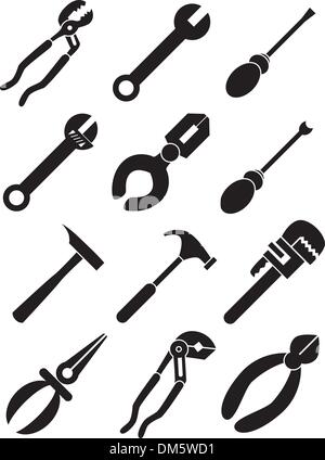 Icônes d'outils - noir et blanc Illustration de Vecteur