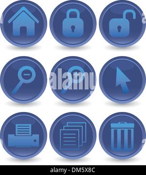 Blue web icons set Illustration de Vecteur