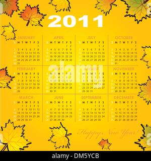 Calendrier de l'année 2011 Illustration de Vecteur