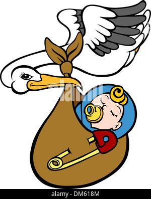 Stork Delivering Baby Illustration de Vecteur