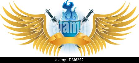 Winged Fire Crest Illustration de Vecteur