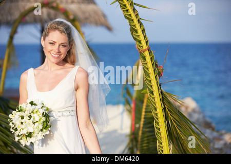 Belle Mariée Mariage en cérémonie sur la plage Banque D'Images