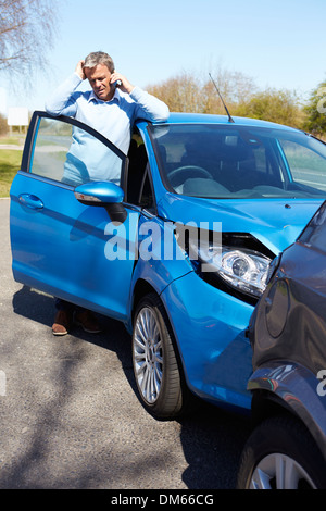 Au bord de la séance pilote a souligné après l'accident de la circulation Banque D'Images