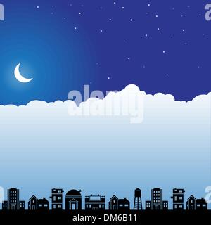 Scène du ciel nocturne - Maisons Illustration de Vecteur