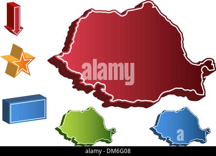 Carte Pays Roumanie 3D Illustration de Vecteur