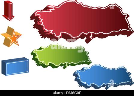 Turquie 3D Carte Pays Illustration de Vecteur