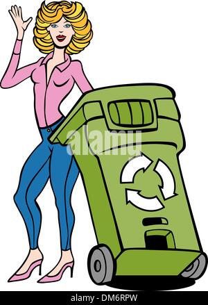 Bac de recyclage Femme Illustration de Vecteur