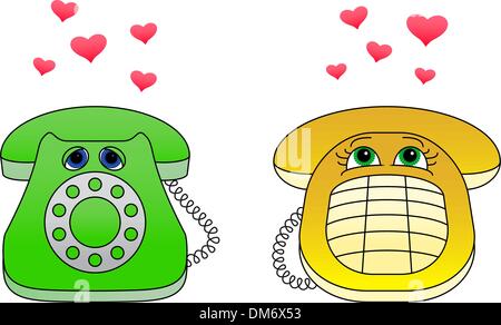 Les téléphones de bureau-enamouré Illustration de Vecteur