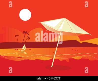 Tropical Beach Sunset Illustration de Vecteur