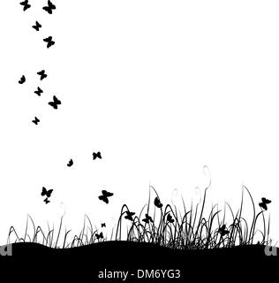 Quelques baisers sur un pré, silhouette noire Illustration de Vecteur