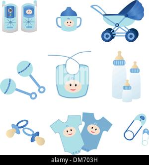 Icônes de bébé bleu Illustration de Vecteur