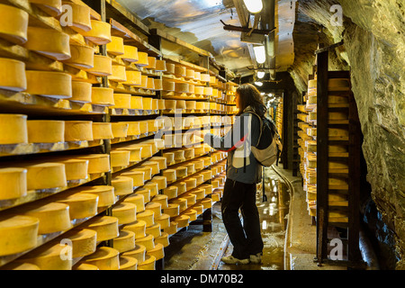 L'Italie, Val d'Aoste, de la Vallée de Valpelline, Fromage Fontina Banque D'Images