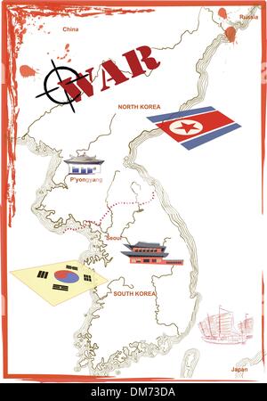 La carte de la Corée, vecteur. Illustration de Vecteur
