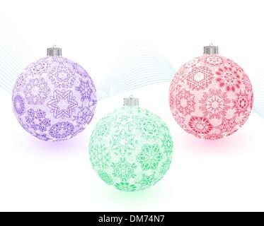 Boules de Noël avec des flocons de texture Illustration de Vecteur