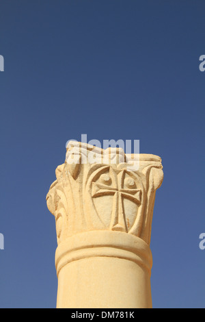 Israël, désert du Néguev, une capitale à l'église byzantine de Saint Nilus à Mamshit Banque D'Images