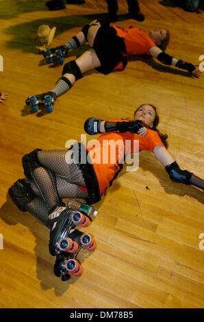 Baby Ruthless And Ginger Snap Of The Manhattan Mayhem Stretch Before Gotham Girls Roller Derby Exhibition Bout In New York Baby Ruthless L And Ginger Snap Of The Manhattan Mayhem Stretch Before