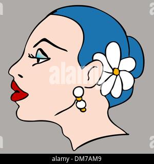 Profil de cheveux Fleur Femme Illustration de Vecteur