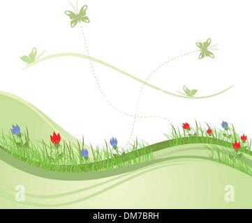 Green spring field vector illustration Illustration de Vecteur