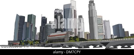 Paysage urbain de Singapour Illustration de Vecteur