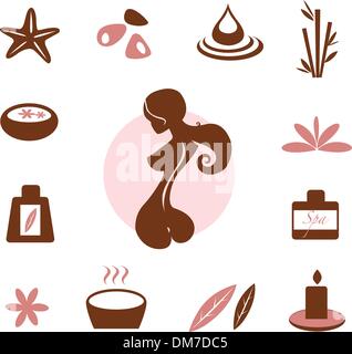 L'icône de Spa et de bien-être collection - brown Illustration de Vecteur