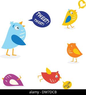 Oiseaux twitter couleur Illustration de Vecteur
