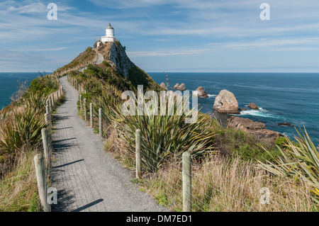 Phare de Nugget point, côte de Catlins, South Otago, South Island, Nouvelle-Zélande. Banque D'Images
