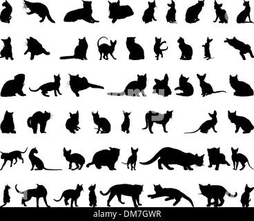 Jeu de silhouettes de chat Illustration de Vecteur