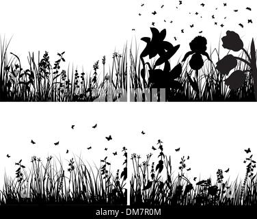 Jeu de silhouettes d'herbe Illustration de Vecteur