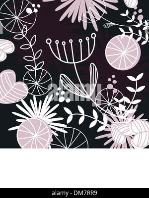 Motif floral rétro backround ou - noir, blanc et rose Illustration de Vecteur