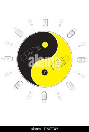 Yin-yang dans usb style. Vector illustration. Illustration de Vecteur