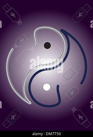 Yin-Yang-usb. Vector illustration. Illustration de Vecteur