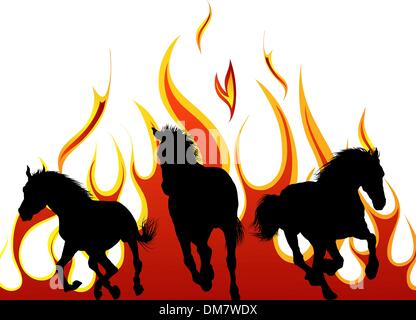 chevaux de flamme Illustration de Vecteur