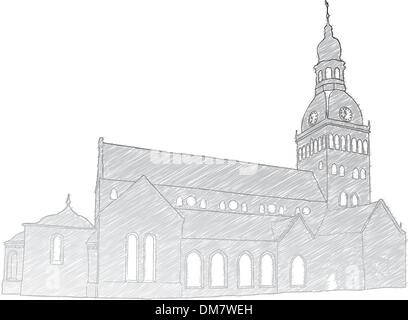 Eglise du Dôme de Riga Illustration de Vecteur