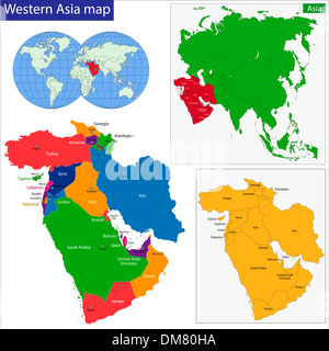 Carte de l'Asie occidentale Banque D'Images