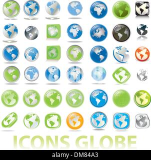 Collection de globes terrestre icônes, illustration. Format vectoriel Illustration de Vecteur