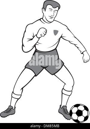 Ballon de soccer player Illustration de Vecteur