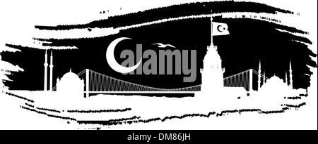 Silhouette d'Istanbul cityscape Illustration de Vecteur
