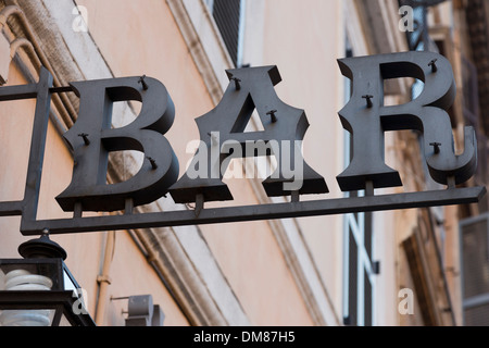 Bar sign in Rome, Latium, Italie Banque D'Images