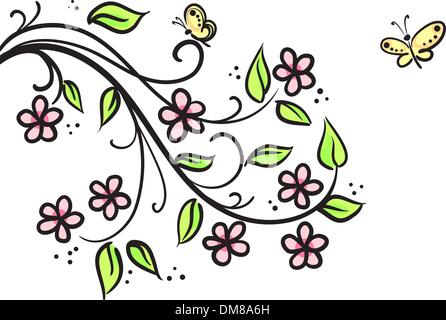 Abstract flowers background avec branche d'arbre Illustration de Vecteur