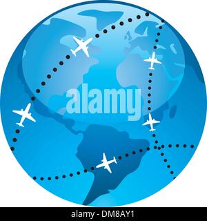 Les trajectoires de vol avion sur terre globe Illustration de Vecteur