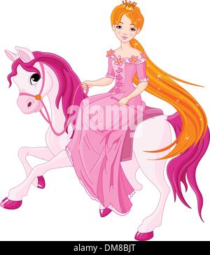 Princess riding horse Illustration de Vecteur