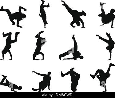 La break dance ensemble silhouette Illustration de Vecteur