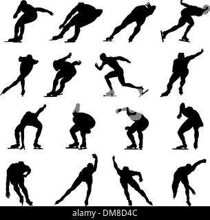 Silhouette homme patinage réglé Illustration de Vecteur