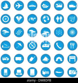 jeu d’icônes de voyage Illustration de Vecteur