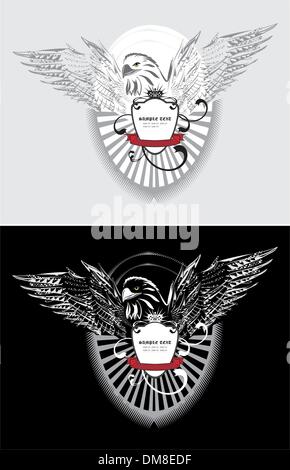 Art frame avec eagle, bouclier, couronne et ruban Illustration de Vecteur