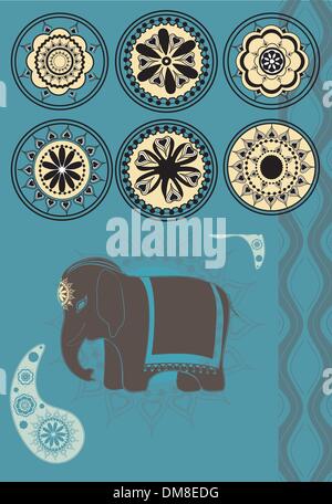 Jeu de décoration dans le style indien Illustration de Vecteur