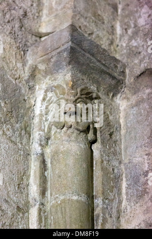 Détails d'une colonne dans l'intérieur de la chapelle de Cormac, Rock of Cashel Banque D'Images